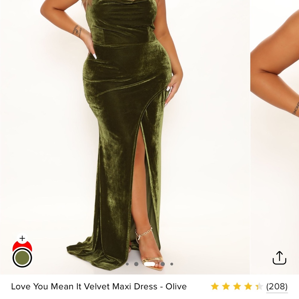 Fashion Nova Velvet Maxi Dress - Green